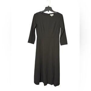 Women’s Calvin Klein Size 2 Black Midi A-line Dress 3/4 Sleeves